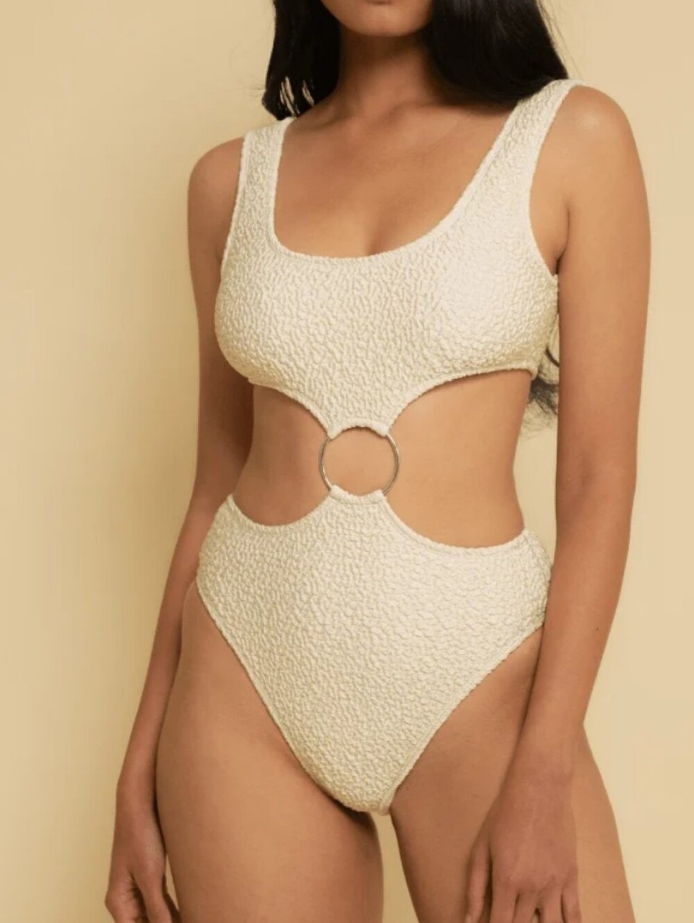 NEW MONTCE ky one-piece swimsuit in oat texture Monokini Small